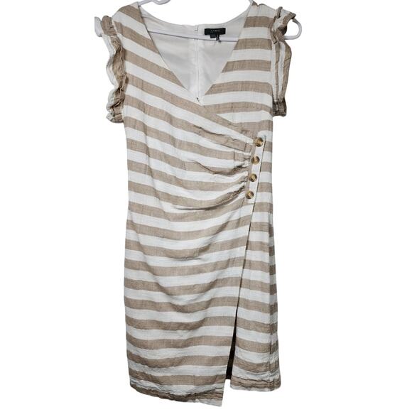 &Merci Womens Dress Small Faux Wrap Ruffle Sleeve Linen Blend Resort Coastal - Picture 1 of 8